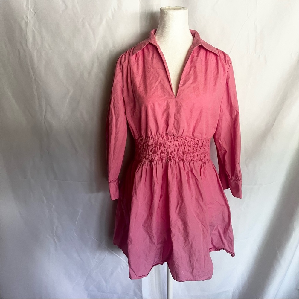 Zara Pink Collared Shirt Dress Size Medium
